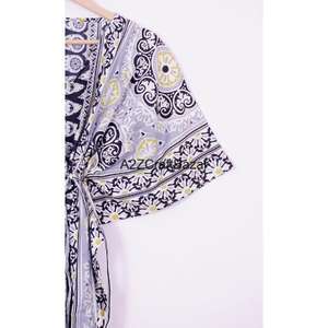 Vestido Abaya Largo para Mujer, Estampado a Mano, Estilo Kaftan, Informal, Hecho a Mano en Oriente Medio, de Algodón Puro, para Verano y Otoño - Product Image 6