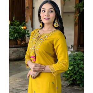 Bhojal Fashion Designer Party Wear Cotton Top and Pant with Fancy Dupatta for India & Pakistan Size m - Product Image 1