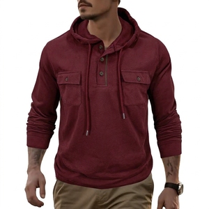 Eco Friendly Outdoor Sports Hoodie Autumn Long Sleeve Hooded <b>Sweatshirt</b> with Drawstring Pocket Solid Color Activewear - Product Image 3