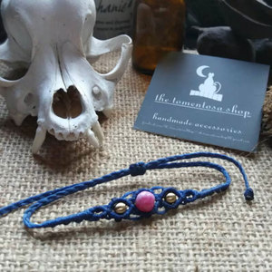 Handcrafted Macrame Bracelet Set Pink Stone Adjustable Cord Beaded Boho Jewelry Handmade Bracelets for Women Gift - Product Image 2