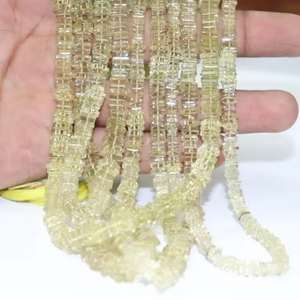 Perles de forme carrée de Quartz citron Heishi perles carrées simples perles en gros cornaline plaine 16 pouces brins - Product Image 1