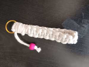 Handwoven Bohemian Cotton Rope Keychain Braided Key Ring White Beaded Pendant Home Decor Gift - Product Image 1