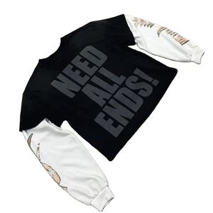 Top qualité Logo personnalisé Double couche à manches longues Style tendance Streetwear lourd surdimensionné 100% coton hommes t-shirt - Product Image 4