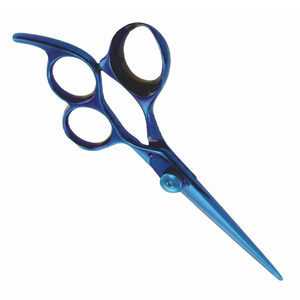 Ciseaux de coiffure professionnels en acier inoxydable, revêtement titane bleu, 3 anneaux, pour salon de coiffure, logo personnalisé, pour la coiffure. - Product Image 4