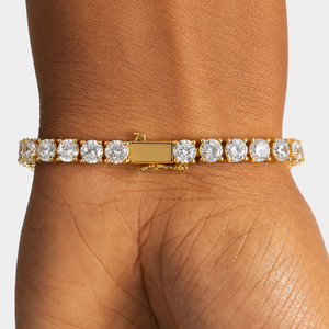 925 <b>Sterling</b> <b>Silver</b> Yellow Gold Tennis <b>Bracelet</b> VVS D Color Moissanite Round Cut Luxury <b>Bracelet</b> for <b>Women</b> - Product Image 3
