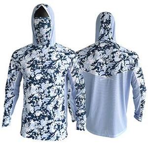 Camiseta de Pesca con Capucha para Hombre, Estampada, UPF 50, 100% Poliéster, de Secado Rápido, Manga Larga, para Senderismo y Running - Product Image 1