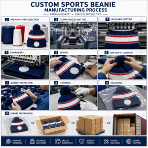 Gorro de Punto Personalizado OEM con Pompón Ajustable |   Gorro Deportivo de Invierno Personalizado |   Bordado Jacquard |   100% Acrílico |   Privado - Product Image 5