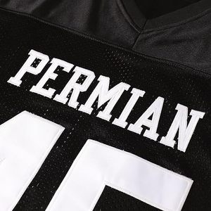 Camiseta de fútbol Permian número 45, negra, con cuello en V, de poliéster, personalizada, Miles C - Product Image 5