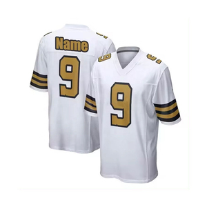 Service OEM, conception personnalisée, jersey de football américain en maille antibactérienne à séchage rapide, imprimé par sublimation, jaune royal et blanc - Product Image 4