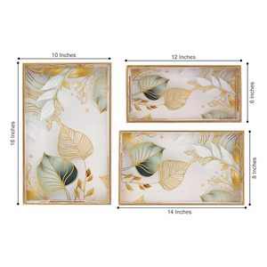 Plateau de service rectangulaire en bois fait main avec motif de feuilles, résistant à la chaleur, design moderne pour la décoration de la maison et les cadeaux de mariage - Product Image 2