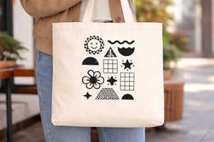 300gsm Cotton <b>Canvas</b> Tote Bag Open Long Handle Reusable Eco Shopping Bag Custom logo Minimalist <b>Abstract</b> Print Durable Grocery - Product Image 3