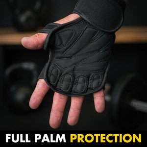 Half <b>Finger</b> Unisex Gym Gloves Neoprene Full Palm Protection Breathable Adjustable Wrist <b>Strap</b> Weight Lifting Workout Fitness - Product Image 5