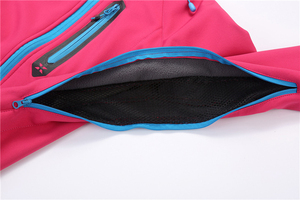 Women's <b>Pink</b> Soft Shell <b>Jacket</b> With Hood <b>Waterproof</b> Zip Fly Outdoor Hiking Winter Coat Regular Fit - Product Image 6