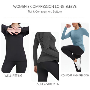 Camiseta Deportiva de Compresión para Mujer con Orificios para los Pulgares, Manga Larga, Ropa Deportiva Informal, Ligera, de Secado Rápido, Transpirable, Precio Bajo - Product Image 3