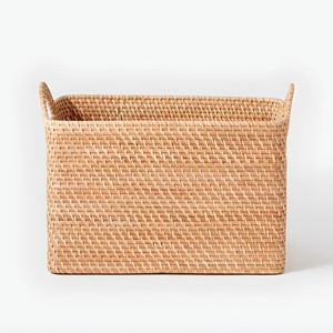 Cesta de mimbre tejida para la colada, cesto de almacenamiento ecológico, artesanías naturales con asas - Product Image 1