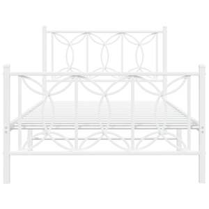 Cadre de lit rectangulaire moderne en acier blanc 39 x 79 pouces, lits en métal - Product Image 4