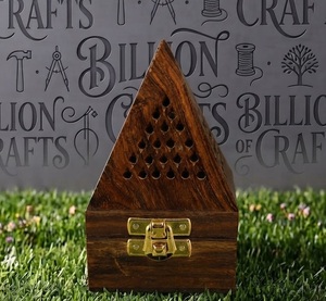 Wooden <b>Incense</b> Burner Bakhoor Holder Aromatic Diffuser Ventilated Triangle <b>Box</b> for Home Decor - Product Image 4