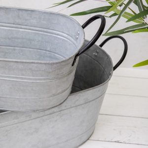 Top Selling Galvanized Metal Decorative Outdoor Large <b>Planter</b> Bucket With Handles Industrial Style <b>Rectangle</b> Design - Product Image 2