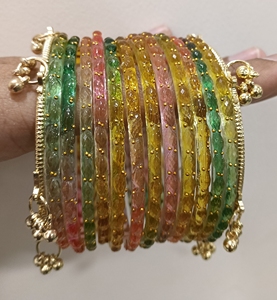 Premium Quality Multi <b>Colour</b> Glass Bangles One <b>Set</b> Contains 12 Glass bangles & 2 Kashmiri Bangles Ideal For Festive Occasions - Product Image 1