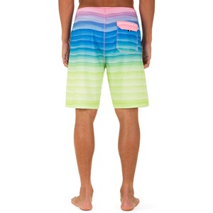 Shorts de bain décontractés pour hommes à séchage rapide avec cordon de serrage et poche, motif dégradé à rayures, parfaits pour la sublimation - Product Image 4