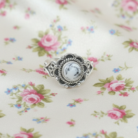 Bague Bohème Florale Vintage Faite à la Main en Argent Sterling 925 avec Opale Dendrite Naturelle, Bijou Tendance pour Femme, Cadeau Élégant pour Elle