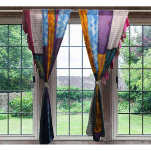 Wholesale High Quality Silk Saree Door <b>Curtain</b> with Soft Draping Fabric <b>for</b> Doorways Windows Home Decor and Festival Displays - Product Image 1
