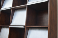 Meuble de classement contemporain en bois massif à 16 compartiments, bibliothèque, étagères flottantes, pour bureau à domicile ou salle à manger