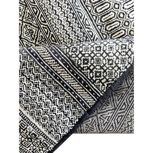 Tapis en laine noué à la main 9x12, tapis de luxe à rayures géométriques, résistant aux plis, à poils ras pour salon moderne - Product Image 3