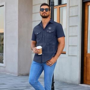 Chemise de travail en denim réfléchissante antistatique FR de sécurité pour hommes, 100% coton léger, ignifuge, pour ouvriers du pétrole, CAT2 - Product Image 4
