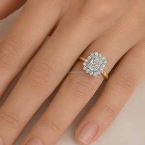 Bague de mariage originale en or 14 carats pour femme Moissanite grande taille en argent sterling 925 certifiée IGI - Product Image 3