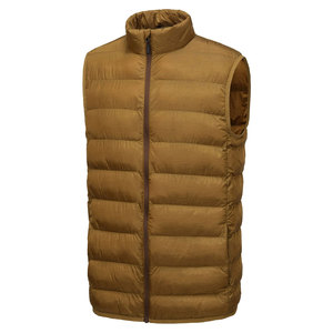 <b>Men's</b> <b>Black</b> Stand Collar Puffer <b>Vest</b> Zipper Closure Windproof Casual Winter Solid Color Polyester Shell Regular Length - Product Image 1
