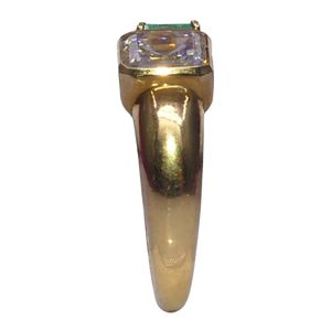 925 Sterling <b>Silver</b> Classic Style Ring Gold Plated Lab Grown Diamond Emerald Natural Diamond Ring - Product Image 4