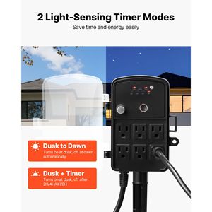 Multipresa da Esterno con Cavo di Prolunga da 30 Metri, Telecomando, Timer Crepuscolare, Copertura Impermeabile e Picchetto per Uso Esterno - Product Image 3