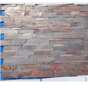 Panneaux en ardoise rouge multicolores, revêtement mural en pierre naturelle pour la maison, l'hôtel, le bureau, murs intérieurs décoratifs, finition polie - Product Image 1