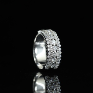 Hip Hop Heavy Ring Wedding Engagement <b>Gift</b> 925 Sterling Silver VVS Moissanite Iced 5 Row Eternity Band Brilliant Claw Setting - Product Image 3