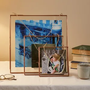 Copper Square Photo <b>Frame</b> Hanging Display Metal <b>Picture</b> <b>Frames</b> Decorative Home Wall Art - Product Image 1