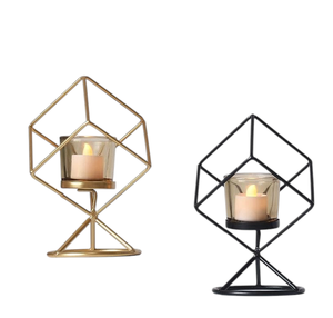 Geometric Metal <b>Tea</b> Light Holder Gold Black Candle <b>Stand</b> Home Decoration Heat Resistant Eco-friendly Christmas Valentine's Day - Product Image 2