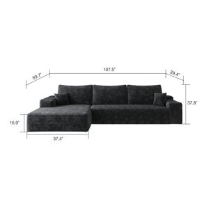 Y119 Black Left-<b>Sleeper</b> Chaise Lounge <b>Sofa</b> - Product Image 6