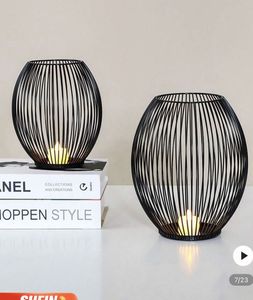 Black Wire Candle <b>Lantern</b> Pillar Holder <b>Hurricane</b> <b>Lantern</b> - Product Image 6