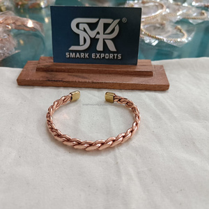 Handmade <b>Braided</b> Copper Bangle Bracelet Kada Stylish Adjustable Pure Copper Wristband for Men and Women Jewelry - Product Image 1