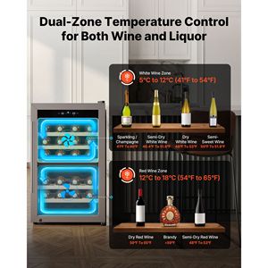 Frigorifero Cantinetta Vino Doppia Zona Indipendente 52 Bottiglie, Mini Frigo con Porta in Vetro Regolabile 41-65F per Hotel - Product Image 3