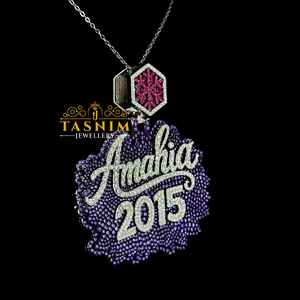 Collar con Colgante de Nombre de Moissanita Chapado en Oro Rosa de Plata 925 Tasnim Jewellery, Amahia 2015, Letra Púrpura Certificada - Product Image 3