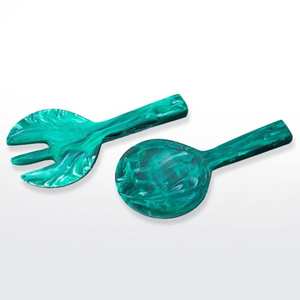 Offre Spéciale : Ensemble de Service à Salade en Résine Vert Marbré – Cuillère et Fourchette en Acrylique – Nouveaux Outils de Vaisselle de Cuisine en Gros – Fournitures de Service pour la Restauration - Product Image 1