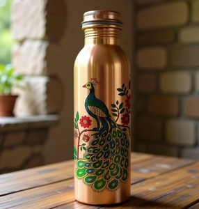 Customized Multi Printed <b>Copper</b> Water <b>Bottle</b> Handmade Decorative Metal <b>Drinking</b> <b>Bottle</b> with Lid Portable for Gym Gifting Hiking - Product Image 2
