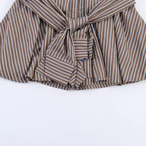 ZATRHMBM Primavera/Verano 2026, Shorts Casuales de Mujer a la Moda, con Rayas y Lazo Decorativo, Retro, de Cintura Alta - Product Image 6
