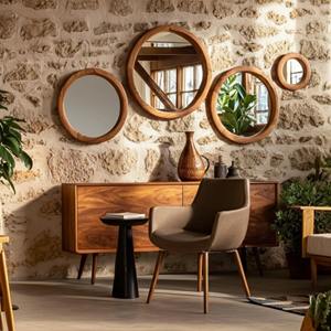 Miroir mural en bois large pour cheminée, idéal comme pièce maîtresse de salon, accessoire de miroir suspendu en gros - Product Image 5