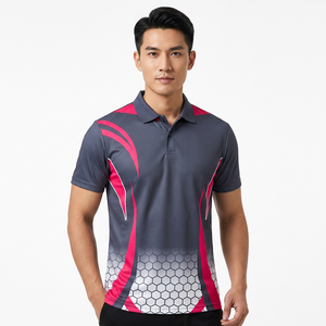 <b>Men's</b> Short Sleeve Polo Shirt Geometric Print Pink Gray Quick Dry Knitted Polyester Sporty Regular Fit - Product Image 6