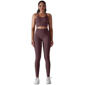 2024 nouveau ensemble de Yoga sans couture pour femmes 2 pièces soutien-gorge et Leggings taille élastique costume d'entraînement pour l'entraînement vêtements de sport - Product Image 1