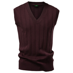Gilet en tricot sans manches pour homme, col en V, couleur unie, vêtement d'automne, coupe confortable, épaisseur standard, 100% acrylique - Product Image 4