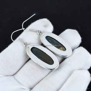 Boucle d'oreille en argent sterling 925 belle pierre précieuse Cabochon pierre boucle d'oreille anniversaire boucle d'oreille cadeau pour elle pour les femmes - Product Image 5